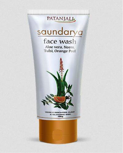 Patanjali Saundarya Face Wash Aloe Vera Neem Tulsi Orange Peel 100Gm